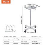VEVOR Stainless Steel Mayo Stand with Wheels