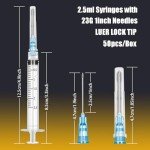 50 Pack 2.5ml Safety Syringes with 23G Needle