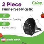 Durable Plastic Funnel Set - 2 Pieces, Black