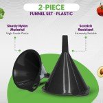 Durable Plastic Funnel Set - 2 Pieces, Black