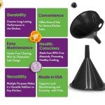 Durable Plastic Funnel Set - 2 Pieces, Black