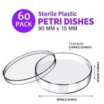Sterile Plastic Petri Dishes - 60 Pack, 90mm