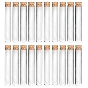 20 Glass Test Tubes with Cork Stoppers - 30ml