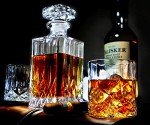 Italian Glass Whiskey Decanter and Glasses Set