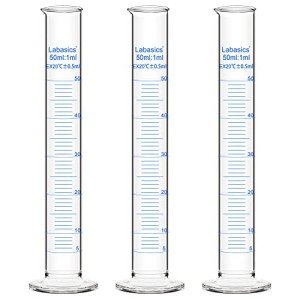 Borosilicate Glass 50 ml Graduated Cylinder 3-Pack