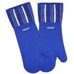Heat Resistant Silicone Oven Mitts - Extra Long Navy
