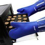Heat Resistant Silicone Oven Mitts - Extra Long Navy