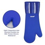 Heat Resistant Silicone Oven Mitts - Extra Long Navy