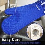 Heat Resistant Silicone Oven Mitts - Extra Long Navy