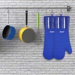 Heat Resistant Silicone Oven Mitts - Extra Long Navy