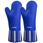 Heat Resistant Silicone Oven Mitts - Extra Long Navy