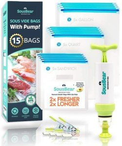 20-Pack Reusable Sous Vide Vacuum Seal Bags