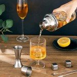 Recipe-Printed Glass Cocktail Shaker with Jigger