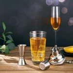 Recipe-Printed Glass Cocktail Shaker with Jigger