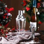 Recipe-Printed Glass Cocktail Shaker with Jigger