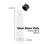 12-Pack of 3 Dram Glass Vials with Gasket