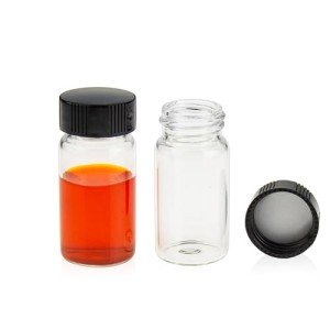 Clear Glass Sample Vial with Black Cap, 20 ml