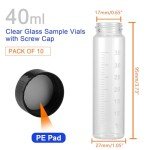 10 Pack 40ml Clear Glass Sample Vials with Caps