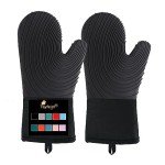 Heat Resistant Silicone Oven Mitts - 13.6 in Black