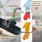 Heat Resistant Silicone Oven Mitts - 13.6 in Black