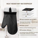 Heat Resistant Silicone Oven Mitts - 13.6 in Black