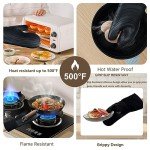 Heat Resistant Silicone Oven Mitts - 13.6 in Black