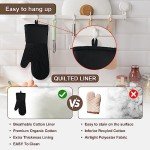 Heat Resistant Silicone Oven Mitts - 13.6 in Black