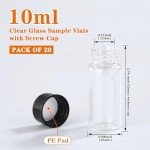 Asherxin 10ml Clear Glass Sample Vials, 20 Pack