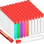 100 Pcs Clear Plastic Test Tubes with Caps