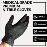 Klex Black Nitrile Exam Gloves - Small, 100 Count