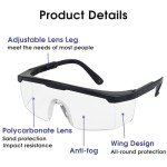 4-Pack Adjustable Safety Glasses - Anti-Fog & Scratch-Resistant