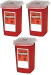 Biohazard Needle Disposal Container - 1 Quart (3 Pack)