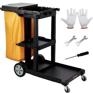 VEVOR 3-Shelf Cleaning Cart with Trash Bag