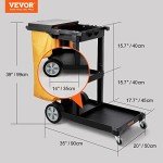 VEVOR 3-Shelf Cleaning Cart with Trash Bag