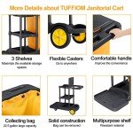 TUFFIOM Commercial Cleaning Cart with 3 Shelves