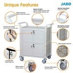 JaboEquip Large Lockable Medical Cart - 3 Shelves