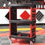 Auto Detailing Cart with 24 Hooks and Wheels
