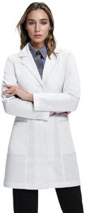 Women's Tailored Fit Snap Lab Coat - White