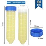 50ml Centrifuge Tubes - 100 Pack with Caps