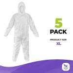 X-Large Disposable Coveralls with Hood - Pack of 5
