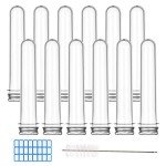 12Pcs PET Test Tubes with Screw Caps and Labels