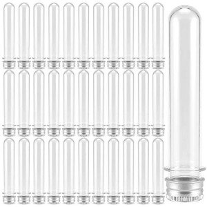 50 PCS Clear Plastic Test Tubes with Caps