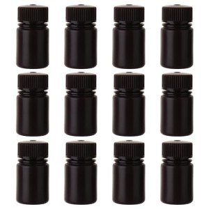 Amber Plastic Reagent Bottles, 30ml, 12 Pack