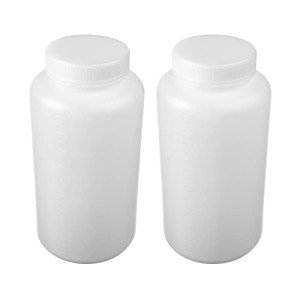 5-Pack 1000ml Wide Mouth Plastic Lab Bottles
