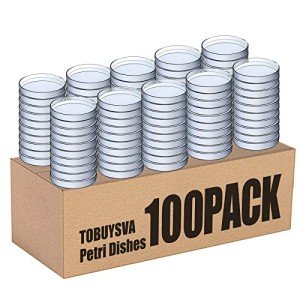 100 Sterile Plastic Petri Dishes with Lids