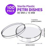 100 Sterile Plastic Petri Dishes with Lids