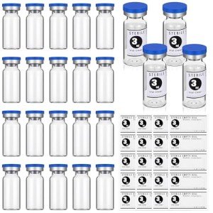 20 Empty 3ml Sterile Glass Vials with Labels