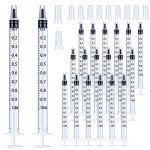 20 Pack of 1ml Plastic Syringes with Caps