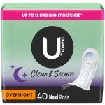 U by Kotex Overnight Absorbency Maxi Pads, 40 Count