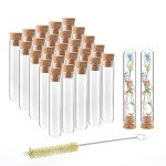 50pcs Glass Test Tubes with Cork Stopper & Brush